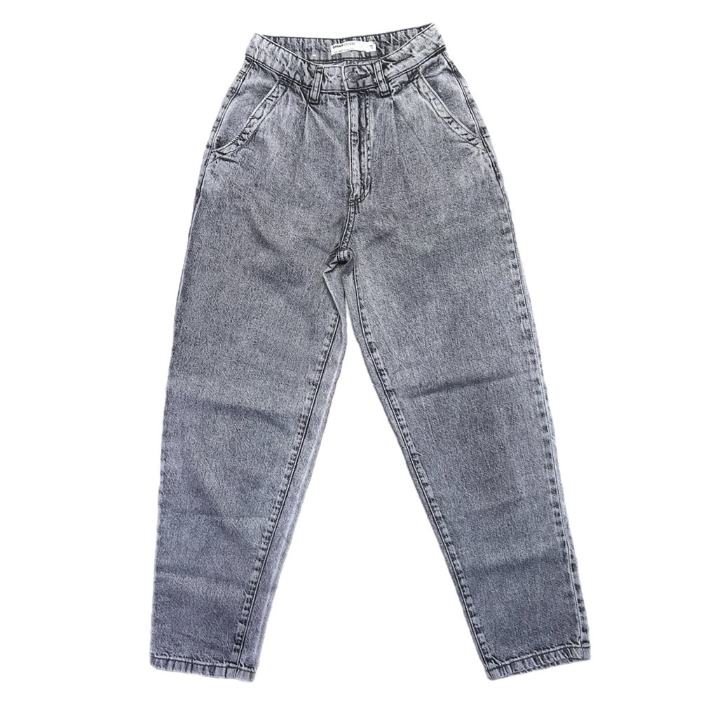 Garage Denim High-Waist Gray Women's Jeans - Classic Mom Fit Acid Wash Style
